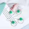 Dangle Earrings Green Jade Stone Beads Round Earring Hook For Women Luxury Female Drop