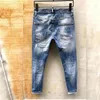 Jeans en denim pour hommes, mode italienne, vrai slim, lavé, fermeture éclair, pantalons décontractés urbains décorés, 226s