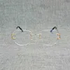 2023 Tasarımcı Gözlük Vintage Çüreksiz Kare Açık Gözlükler Erkek Oval Tel Gözlükler Optik Metal Çerçeve Oculos Güneş Gözlüğü Okumak İçin Büyük Gözlük Kadınları
