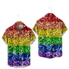 Camisas casuais masculinas Orgulho LGBT amor lésbico Design de arco -íris de manga curta camisas de bolso LGBT Men e mulheres top 230404