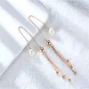 Dangle Earrings Tassel Bead Pearl Drop Hook 18k Silver & Rose Gold Plated Womens Jewellery