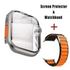 Kit di modifica Cinturino per cassa in vetro temperato per PC per Apple Watch Serie 8 7 6 5 4 SE Secondi Cambia in Apple Watch Ultra Full Protect Armor Cover 45mm 44mm