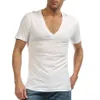 Maglietta intera per uomo Camicia elegante con scollo a V profondo Maglietta Fanila per Camiseta Hombre 95% cotone Ondergoed Sexy bianco S-XXXL G 2249j