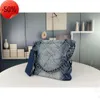 Canale 22 Borsa shopping in denim Grand Tote Travel Designer Donna Sling Body Borsa più costosa con catena in argentoH