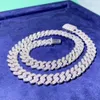 Лидер продаж, кубинское ожерелье-цепочка в стиле хип-хоп, браслет из стерлингового серебра 925 пробы, 12 мм, двойной ряд, VVS, муассанит, кубинское ожерелье-цепочка в стиле хип-хоп