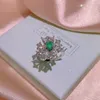 Halsbandörhängen Set Ear Ring Japanese and Korean Barock Emerald Full Diamond Designer Live Broadcast Three-Piece Jewelry Supply