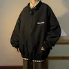 Herren Jacken Mafokuwz Workwear Oversize Jacke Herren Kpop Frühling Brief Print Herbst Korean Urban Style Half Zipper Coat