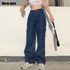 Damen Jeans Unua amo Vintage Damen Jeans High Waist Baggy Jeans Streetwear Multi-Pocket Cargohose Denim Gerade Hose Casual 230404