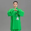 Abbigliamento etnico Uniforme Tai Chi di alta qualità Uniformi verdi Costumi tradizionali cinesi Shaolin Wushu per esercizi mattutini FF3755