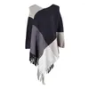 Scarves Women Poncho Cape Asymmetric Tassel Knit Shawl Wrap Pullover Sweater