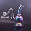 60pcs Vidro Bong Dab Rig 7 polegadas arco-íris colorido 14mm Feminino Grosso Ashcatcher Hookahs Inline Perc Recycler Water Pipes com tubos masculinos de queimador de óleo de vidro