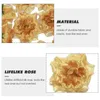 Decorative Flowers 50pcs Satin Ribbon Rose Flower For DIY Crafts And ( Golden )