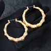 Creolen Huggie Punk Splitter Goldfarbe Big Bamboo Circle Large Promi Creolen Schmuck Charms für WomenHoop