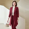 Pantalones de dos piezas para mujer Tela de alta calidad Otoño Invierno Trajes de negocios formales para mujeres con chaquetas Abrigo Blazers profesionales Estilos OL