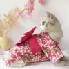 Kedi kostümleri evcil giyim elbisesi Japon saf pamuklu kıyafetler köpek kimono bahar ve yaz ince saç önleyici malzemeler