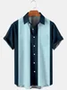 Casual shirts heren heren casual retro bowling shirt shirt met korte mouwen klassieke tweekleurige camp shirt met korte mouwen mannen en vrouwen top 2022 aa230503