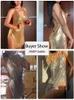 Casual Dresses Sruby Sexig Metallic Dress Backless Metal Party Summer Dress Women Night Club Mini Dress Glitter Sequin Ladies Dresses Christmas 230404