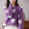 Kadın Sweaters Sonbahar ve Kış Yuvarlak Boyun Kaşmir Alt Pulover Aşk Graffiti Yün Örme Ceket Uzun Kollu Sweater