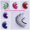 Falska ögonfransar 100pairs 25 mm färgade ögonfrans 3D 5D faux mink gradient färgglada fluffiga fransar förlängningsmakeup grymhet gratis cosplay