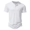 Mens TShirts Henley Collar Summer Casual Solid Color Short Sleeve Shirt for Polo men High Qualitys Shirts 230404