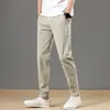 Men's Pants Printemps été coton hommes pantalons mode classique cordon taille élastique Jogging mince Stretch décontracté gris Cargo pantalon mâle 230404