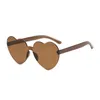 Herz-Sonnenbrille für Damen, Bonbonfarben, transparent, randlos, Herzbrille für Mädchen, niedliche herzförmige Sonnenbrille, Bonbonfarben, rahmenlos, für Outdoor-Shopping, Party, Blau