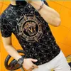 Polos pour hommes Nouvel été Hommes T-shirts imprimés à la mode Casual Male Slim Fit Noir Designer Col rond Garçons Pluz Taille Manches courtes Top Tees Vêtements