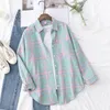 Blusas para mujer Camisa a cuadros para mujer 2023 Blusa informal suelta para mujer y tops Estilo universitario fresco Camisas de manga larga para mujer Ropa para mujer