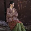 Женские блузки Johnature, женские рубашки в китайском стиле, однотонные свободные пуговицы с длинными рукавами, осень 2023, винтажные хлопковые льняные топы