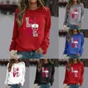 Dameshoodies Valentijnsdag Sweatshirt Ronde hals LIEFDE Letter Print Casual sweattops met lange mouwen