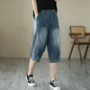 Kadın Pantolon Yüksek Belli Denim Kadın Patchwork Kırpılmış Pantolon Kadın Bol Kot Pantolon Kadın Giysileri Büyük Boyut Harem Pant 2xl