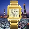 Montres-bracelets arabe homme Qibla montre 3atm étanche rond alliage luxe numérique Sport multi-fonction musulman Azan 6006 montres-bracelets