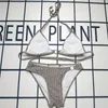 Bikinis Set Double Letter Printed Baddräkter Textil Metallkedjedesigners Kvinnor Bikini Set Ladies Backless Badkläder med Pad