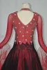 ステージウェアボールルームコンペティションドレス大人の国際パフォーマンスダンスドレス高品質の赤い標準スカート