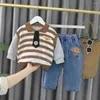 Kleidung Sets Jungen Kleidung Babi Anzug 2023 Herbstlinien Stil Baumwolle Materail Langarm Kinder Kostum Kind Baby Hemd
