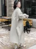 Kvinnors trenchrockar Lanmrem Kvinnor Long Coat Fashion Lapel Pockets Single Breasted DrawString Windbreaker Korean Style 2023 Autumn 23539