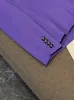 Blazer de printemps violet de couleur unie, manches longues, boutons à revers cranté, manteaux d'extérieur à simple boutonnage, O3N022251