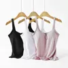 Camisoles & Tanks Sexy Crop Top Women Ribbed Tank White Casual Fitness Built-in Bra Short Vest Candy Colors Knitted Off Shoulder