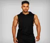 New Men Bodybuilding Tank Tops Gyms Fitness Workout Sleeveless Hoodies Man Casual Solid Hooded Vest Male Muscle Guys Clothing1393300