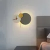 Duvar Saatleri Nordic Tasarımcı Led hafif yuvarlak saat Yaratıcı Lamba Oturma Odası Koridor Sanat Sconce Kapalı Dekor Armatürleri