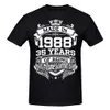 Mens Tshirts nyhet gjord 1988 35 år av att vara fantastisk 35: e T -skjortor Grafiska bomullsgata Kort ärmfödelsedagspresenter Tshirt Men 230404