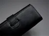 Luxury Black Leather Canet bolsa portátil solteiro e duplo caneta caneta portador caneta portador de alta qualidade suprimentos de papelaria capa como presente