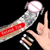 Sex toys massager Silicone Penis Enlargement 18CM Reusable Extender Sleeve Delay Ejaculation Crystal Lasting Toys For Man