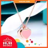 T home 925 Silver Necklace Rose Gold Enamel double heart small love heart-shaped pendant necklace for girlfriend and best friend UAPX
