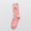 Meias femininas cor doce bonito kawaii harajuku rosa vermelho verde amarelo meias das mulheres meninas frutas maçã banana cereja sox