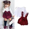 Ensembles de vêtements 6t filles tenues né bébé bébé deux pièces costume solide dentelle à manches longues hauts t-shirts bretelles Shorts 14 16