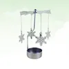 Ljusstakarhållare julbord te ljus gulddekor bröllop dekorativt parti roterande tealight metal roterande bricka karusell