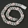 Lodowa szerokość 20 mm Cz Cuban Link Miami łańcuch dwa ton figaro fasola kawy Choker łańcuchy bling naszyjnik