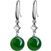 Orecchini pendenti in argento 925 con veri smeraldi naturali, calcedonio verde, topazio, pietra preziosa, goccia di diamanti, per le donne Orecchini