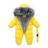 Daunenmantel Kinder Winter Ente Overall -30 Grad russische Baby Boy Oberbekleidung verdicken Jacke wasserdicht Schneeanzug Strampler Kleinkind Mädchen